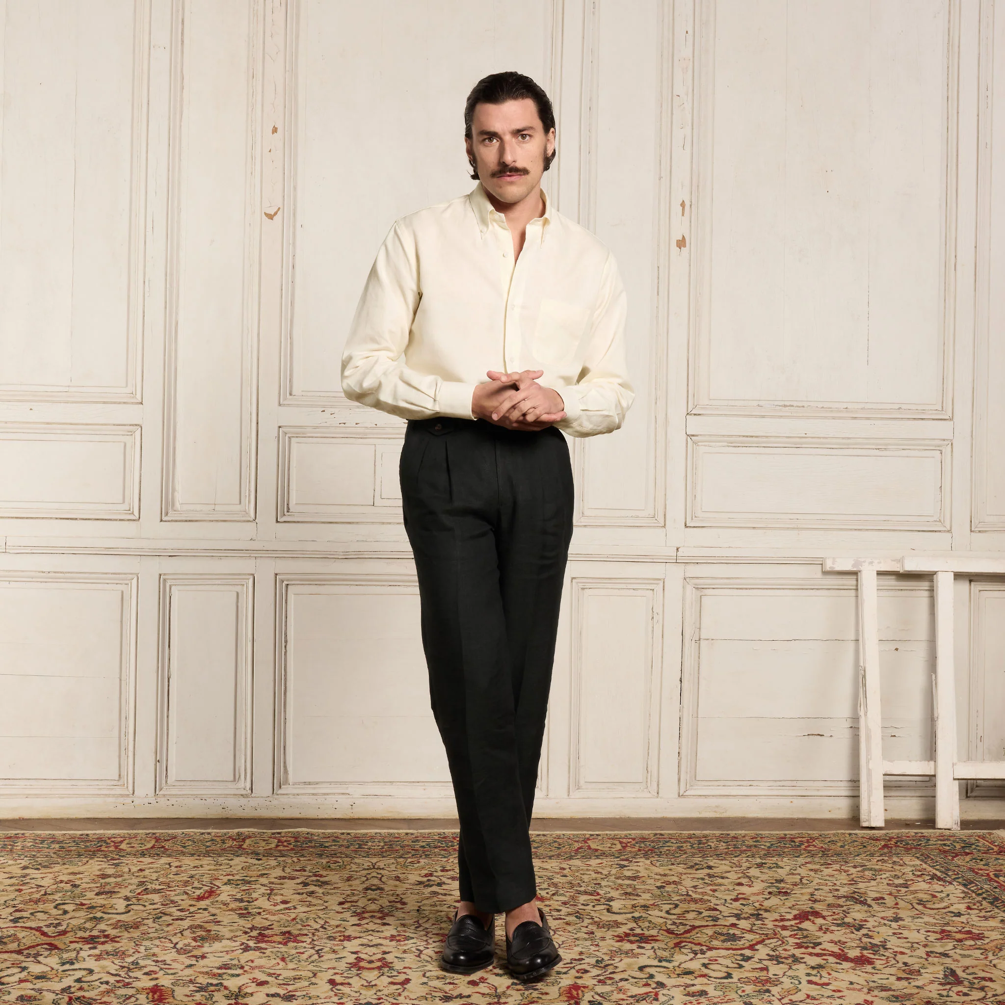 Ecru cotton and linen shirt