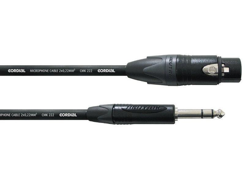 Cordial XLR-Kabel XLRf-Klinke 6.3 10 m, Schwarz Audiokabel, XLR-female auf 6,3 mm Stereo-Klinke, schwarz