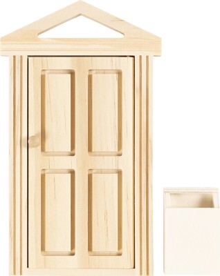 Dør Med Gesims Og Postkasse - H 5,5+18 CM - B 3,5+10,5 CM