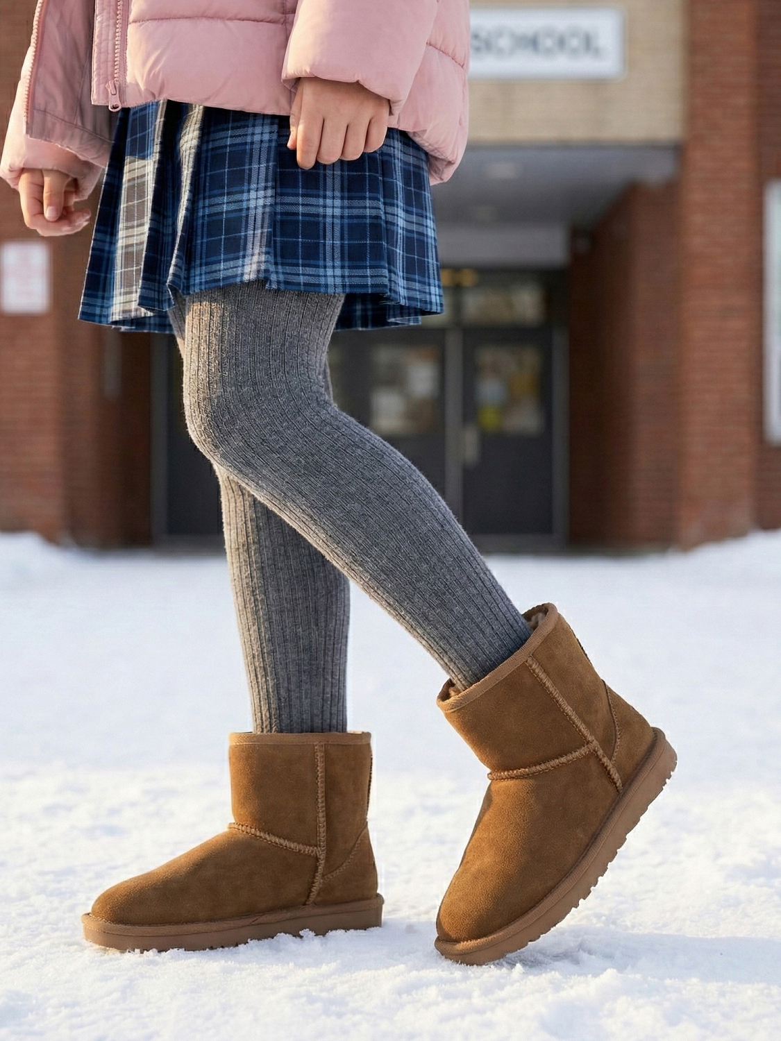 Rugged Gear BONDI LOW WOOL Suede Water Resistant Kids Chestnut