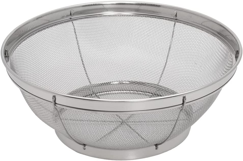 Mimo Style Escorredor de A&ccedil;o Inoxid&aacute;vel Multiuso 24 cm com Malha de A&ccedil;o C&ocirc;ncava Perfeito para Coar, Peneirar, Filtrar e Drenar - Eficiente Resistente e Dur&aacute;vel, Indispens&aacute;vel para sua Cozinha