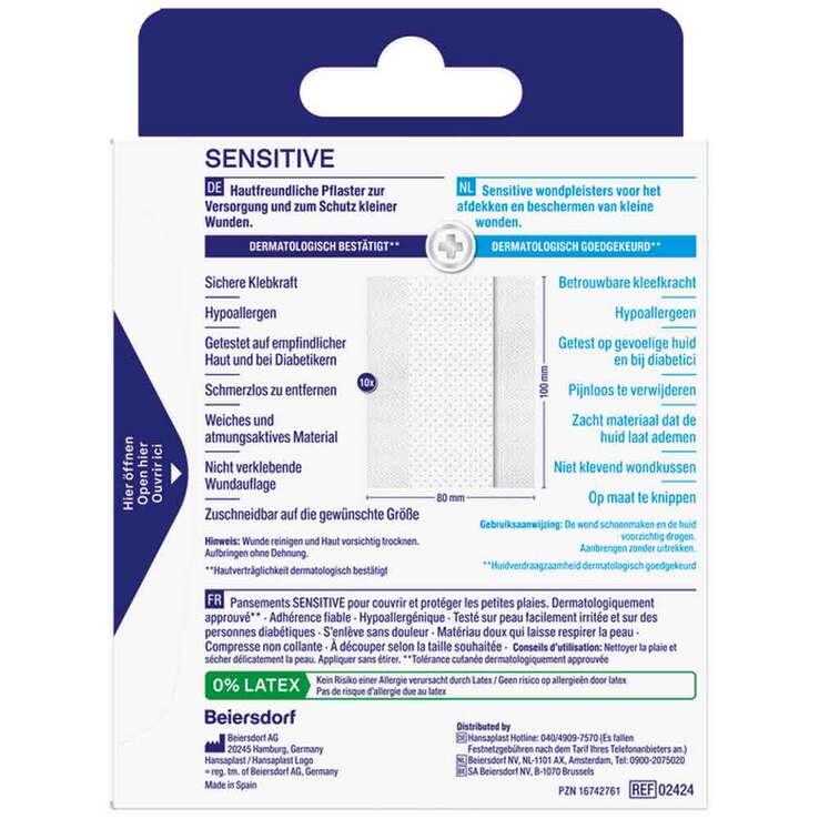 Hansaplast Sensitive Pflaster hypoallergen 8 cmx1 m, 1 St