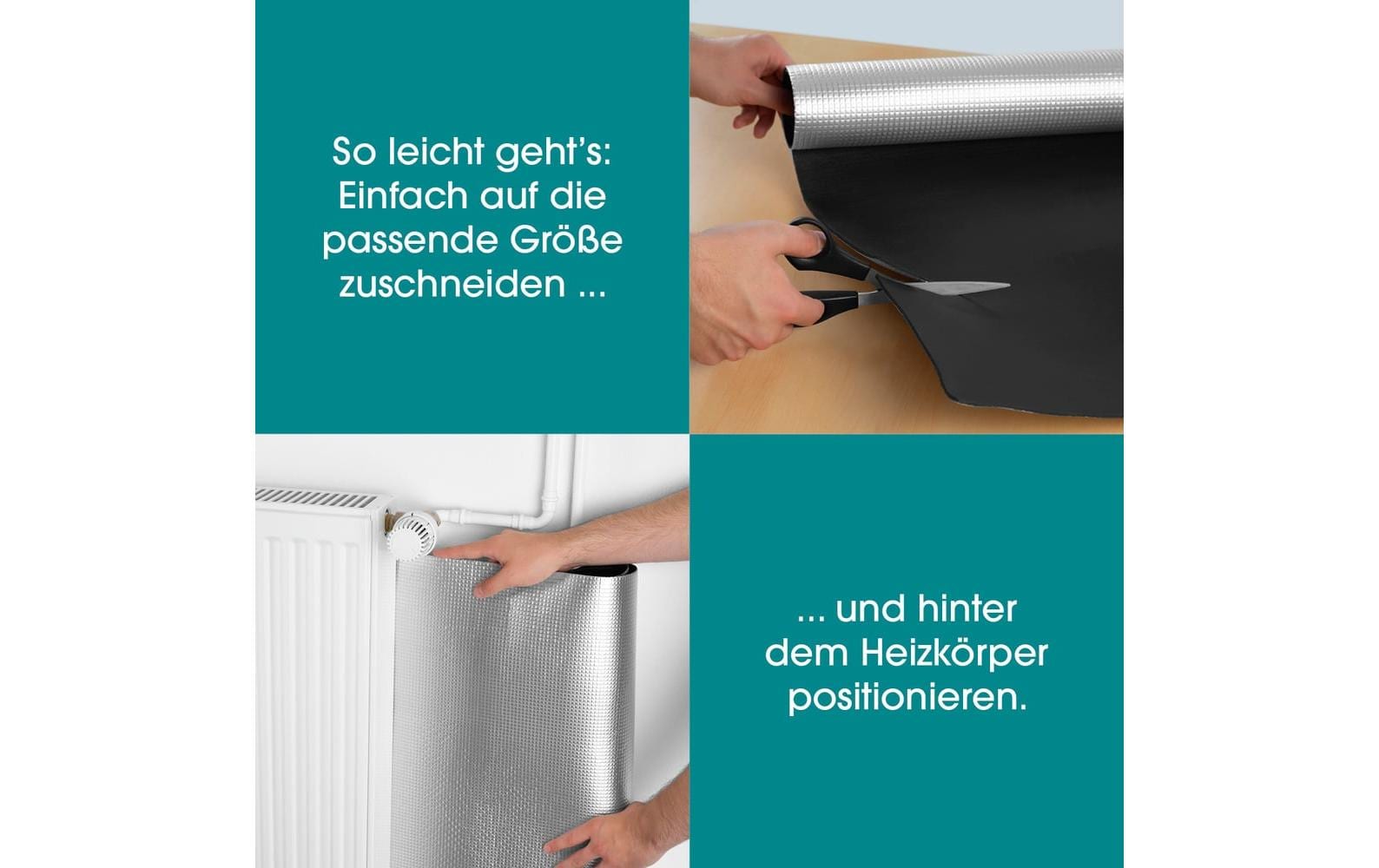 Wärme-Reflexionsfolie zuschneidbar – SilberWärmedämmung für Heizkörper 70 x 100 cm