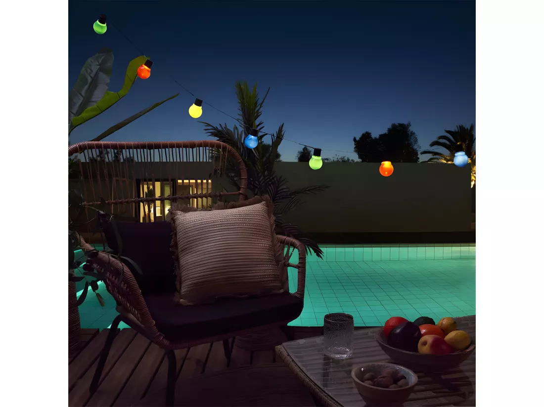 Guirlande avec 10 boules lumineuses - Multicolore - L 180 cm