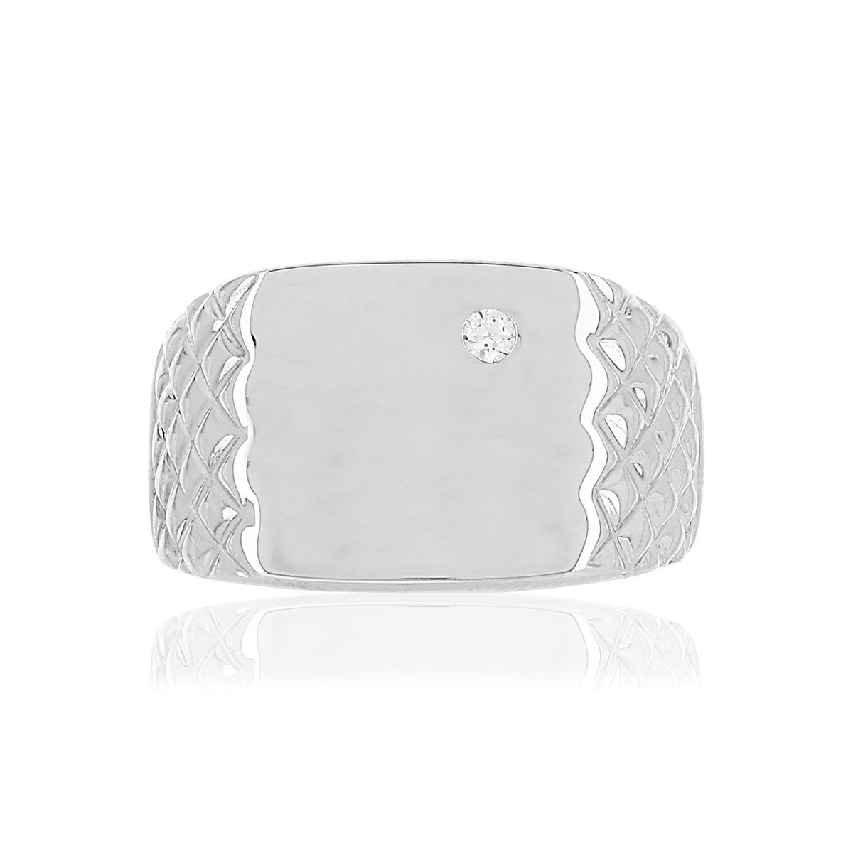 Chevalière argent 925 carrée zirconia