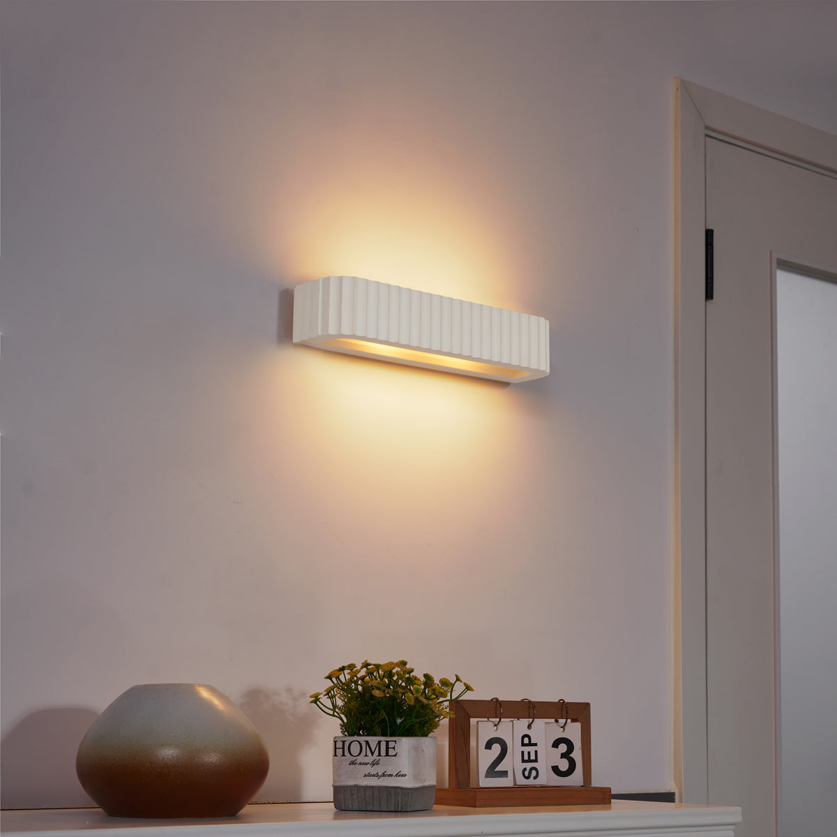 QAZQA Scandinavische wandlamp wit langwerpig 2-lichts - Plaster