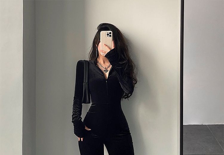 RainGirl - Bootcut jumpsuit met lange mouwen en capuchon