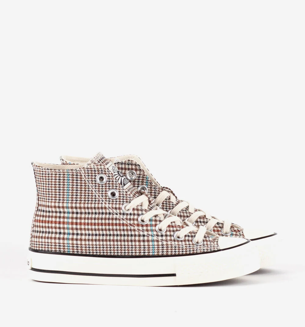 TRIBU BRILLANCE CARREAUX Baskets montantes pour femmes à carreaux TAUPE