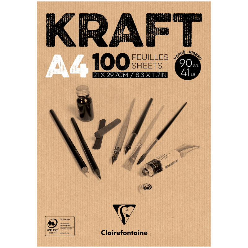 Clairefontaine Zeichenblock Kraft, 90 g/m2, A4, blanco