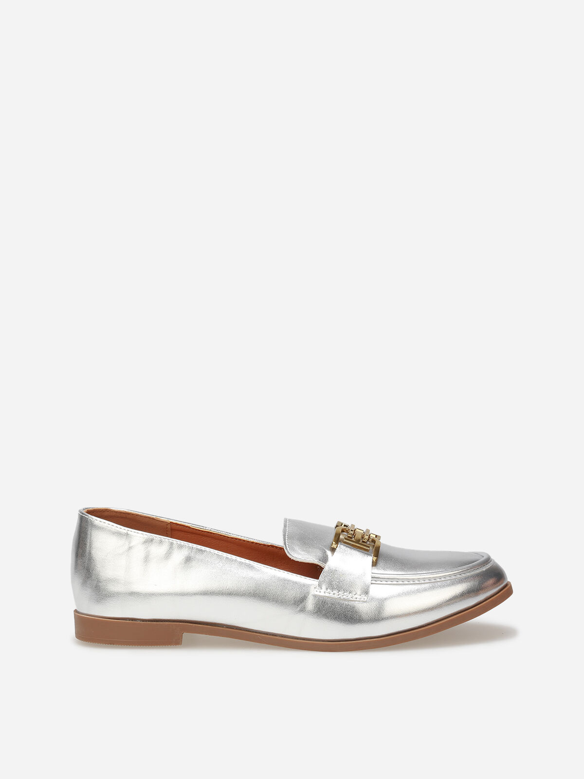 Mocassins classiques à boucle dorée- Argenté