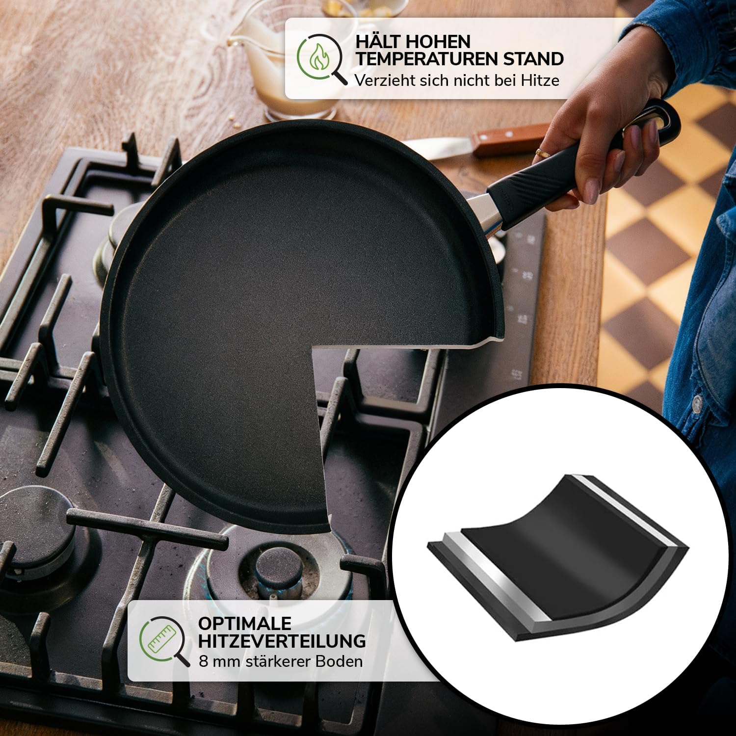 Premium Wok Pfanne 30 cm – PFAS freie Pfanne | Antihaft Wokpfanne Induktion aus Dänemark, ergonomisch geformt | Wok Induktion für gesundes Kochen ohne Schadstoffe | Non Stick Pan