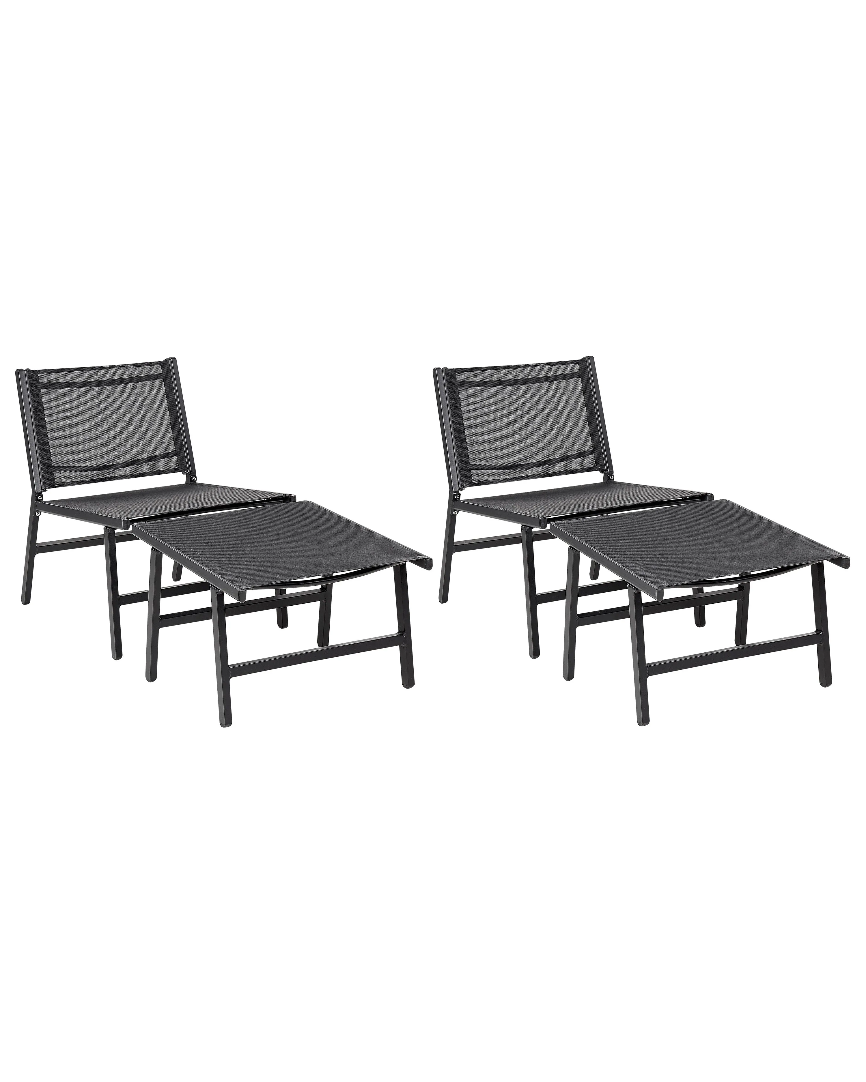 Set van 2 tuinstoelen MARCEDDI met voetenbank Metaal Zwart
