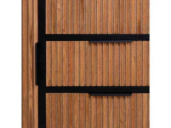 Vitrine 3 portes et 3 tiroirs, bois, 100x40x135h cm