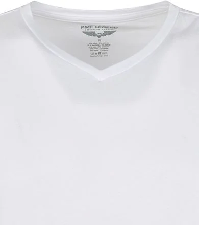 PME Legend Basic T-shirt 2-Pack V-Hals Wit PUW00230 kopen