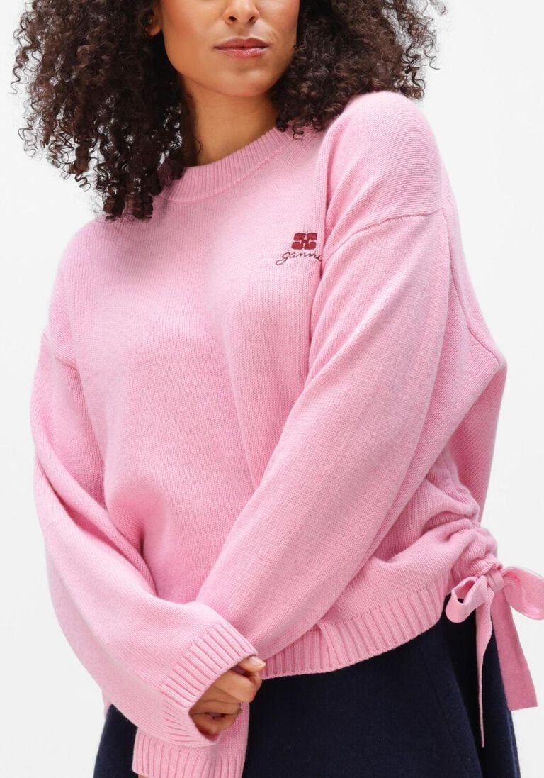 roze ganni truien/vesten future wool knit crewneck