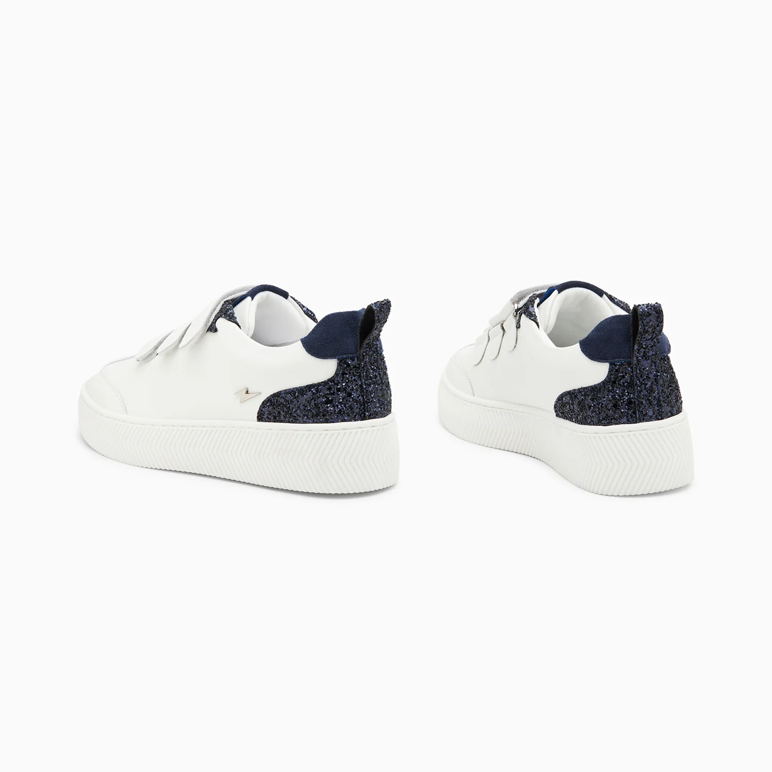 Sneakers-Baskets Eline blanc et bleu pailleté à scratchs