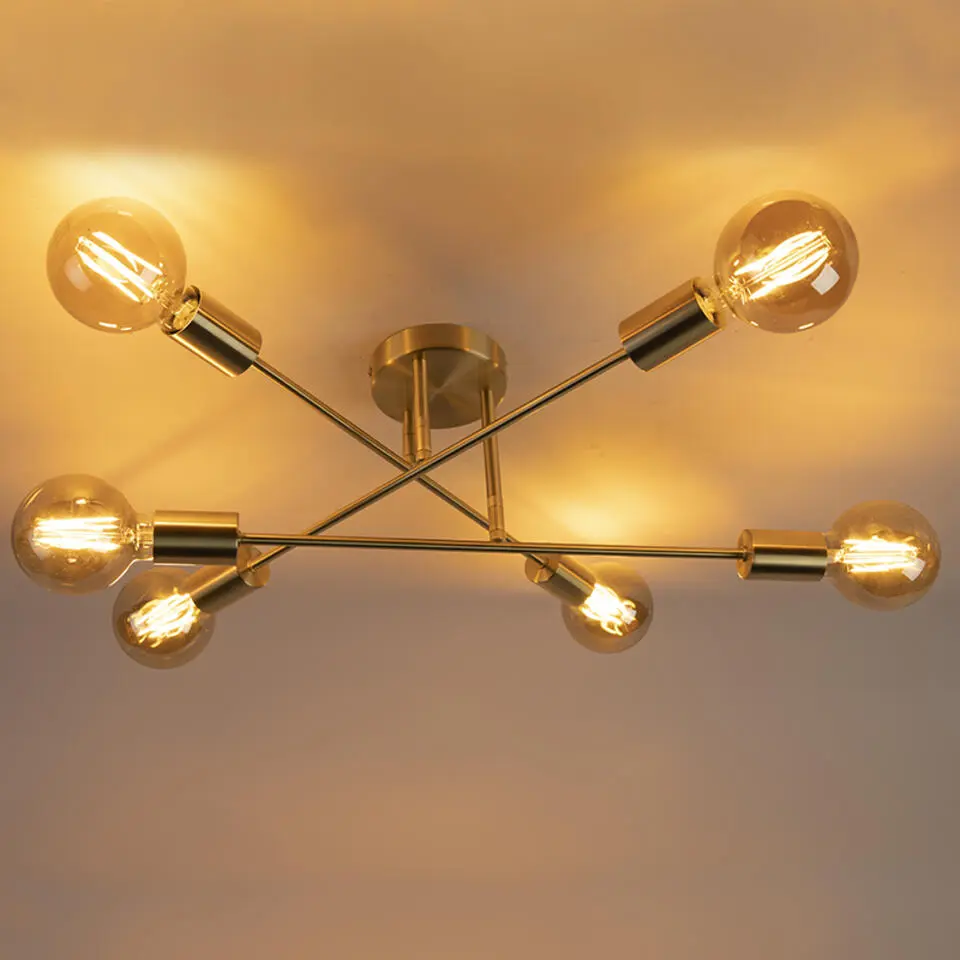 Qazqa plafondlampen sydney goudkleurig e27