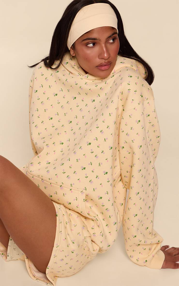 Butter Yellow Short En Molleton De Coton À Imprimé Fleuri Ditsy
