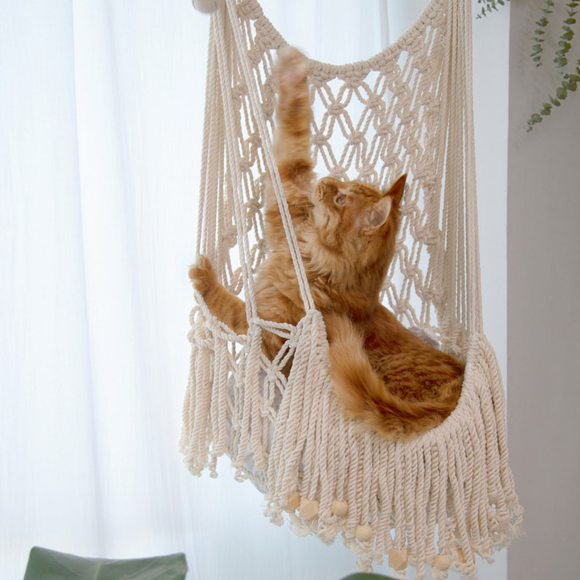 (85x40cm) Boho Katzen Hängematte Markamee Schaukel Hygge Lifestyle Haustier Liege