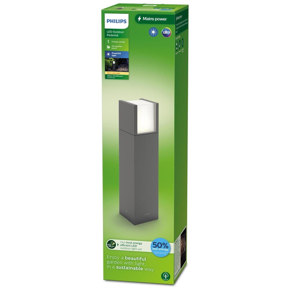 Arbour LED sokkellamp in antraciet en wit, 3,8W, 800lm, IP44