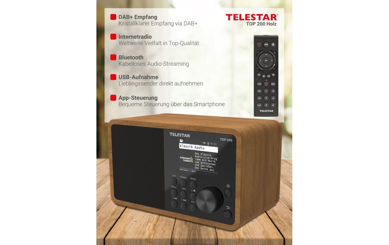 Internet Radio TOP 200 Braun/Holz<br>Mono-Radio mit DAB+/FM und Internetradio