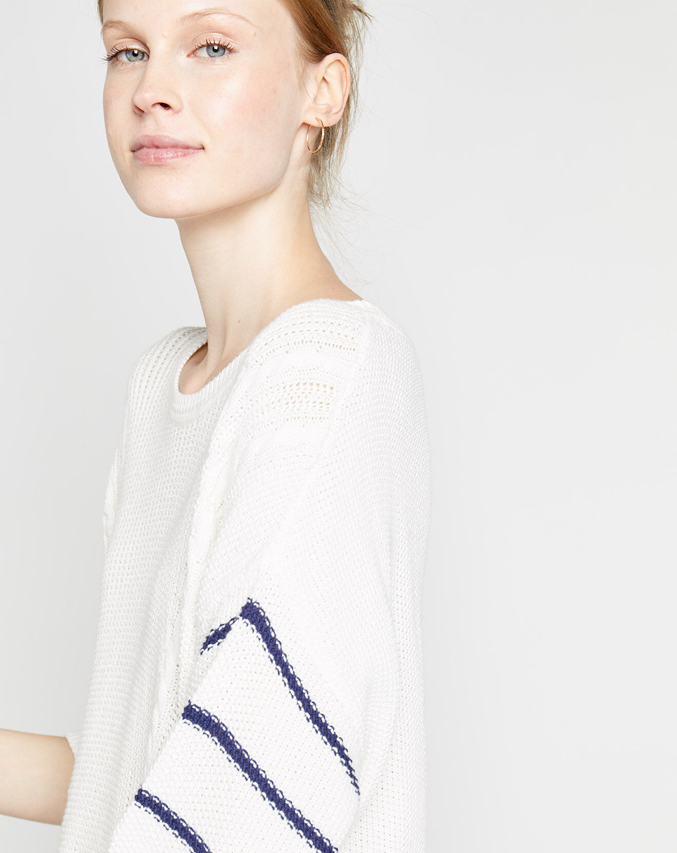 Caroll Pull Olga à rayures blanc/bleu