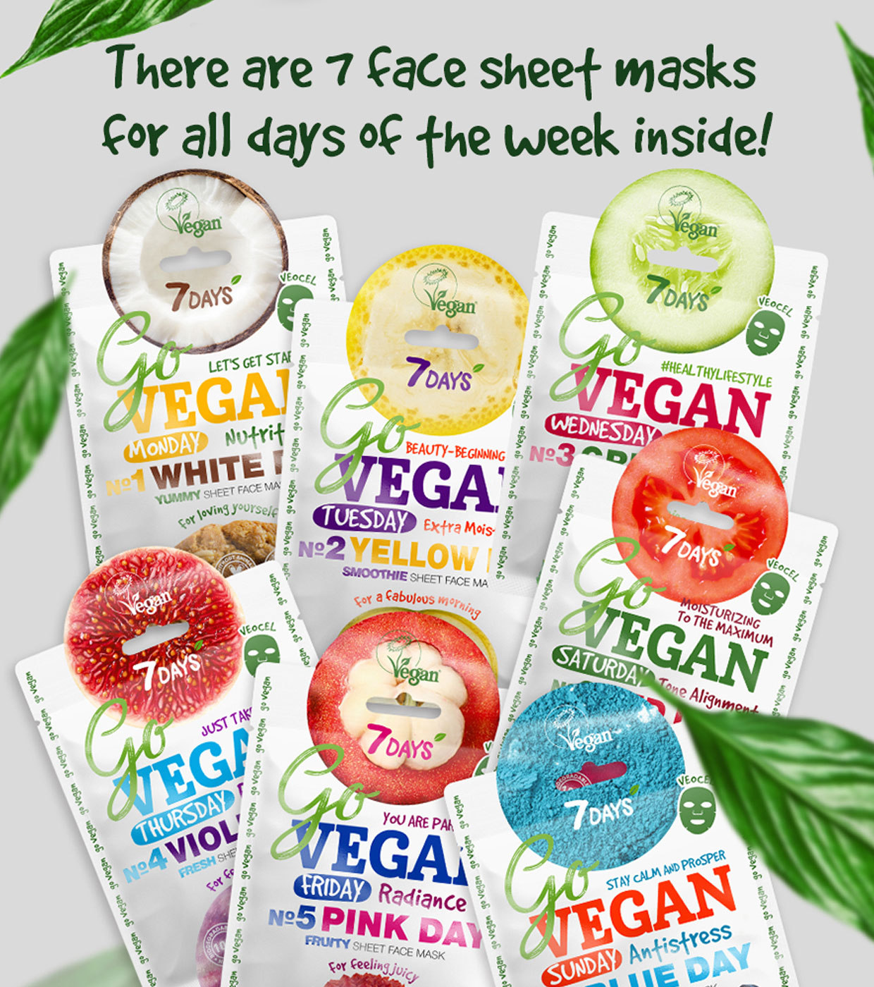 7DAYS - Conjunto de Máscara Facial  Go Vegan Healthy Week Colour Diet