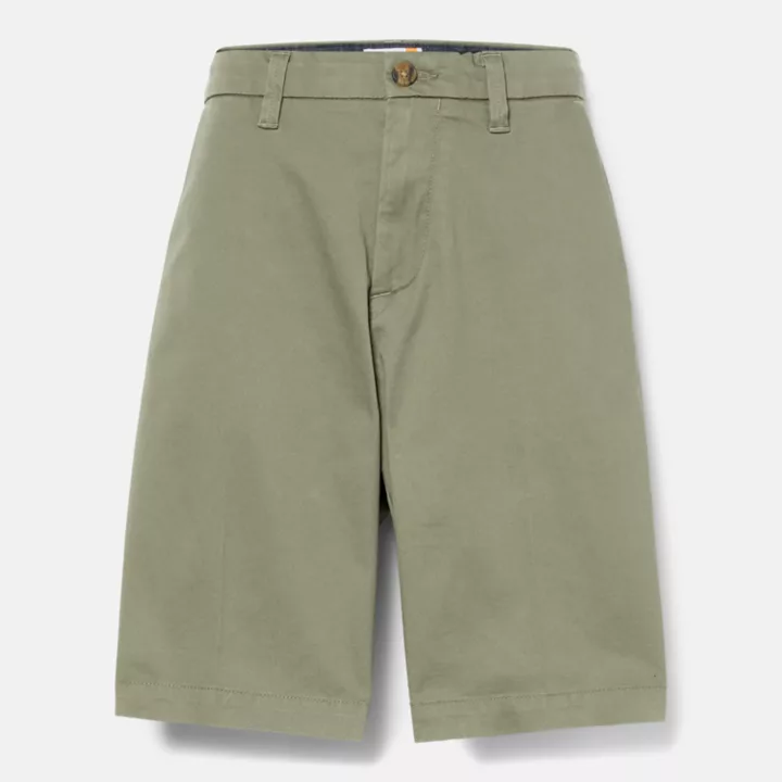 Short chino en sergé extensible pour homme en vert clair