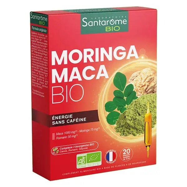 Santarome Orgânico - Moringa Maca Orgânica - Energia sem Cafeína - 20 ampolas