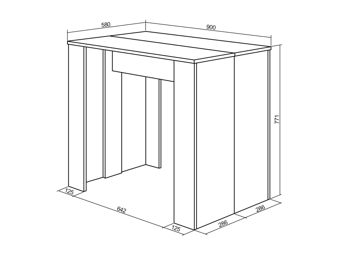 Table console extensible, 260, Pour 12 personnes, Table à Manger, Noir