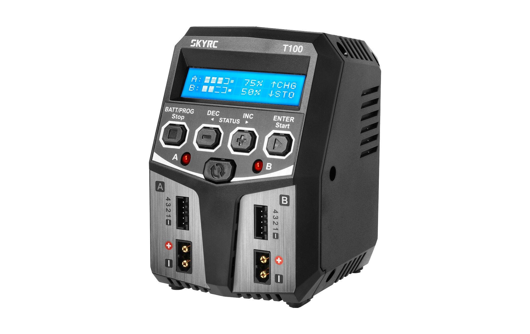 Dual-Ladegerät T100 2-4S2-Kanal Ladegerät für 2-4S LiPo Akkus