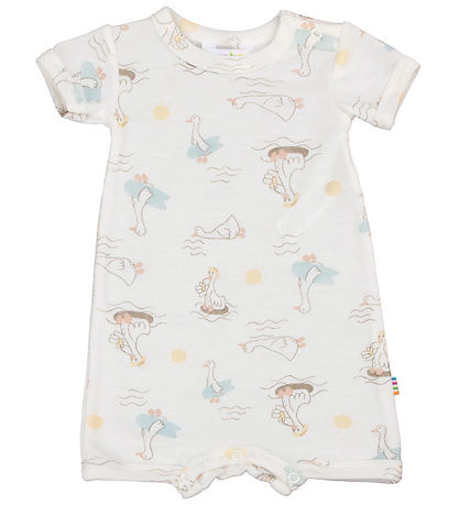 Joha Sommerstrampler - Wolle/Seide - Off White m. Print
