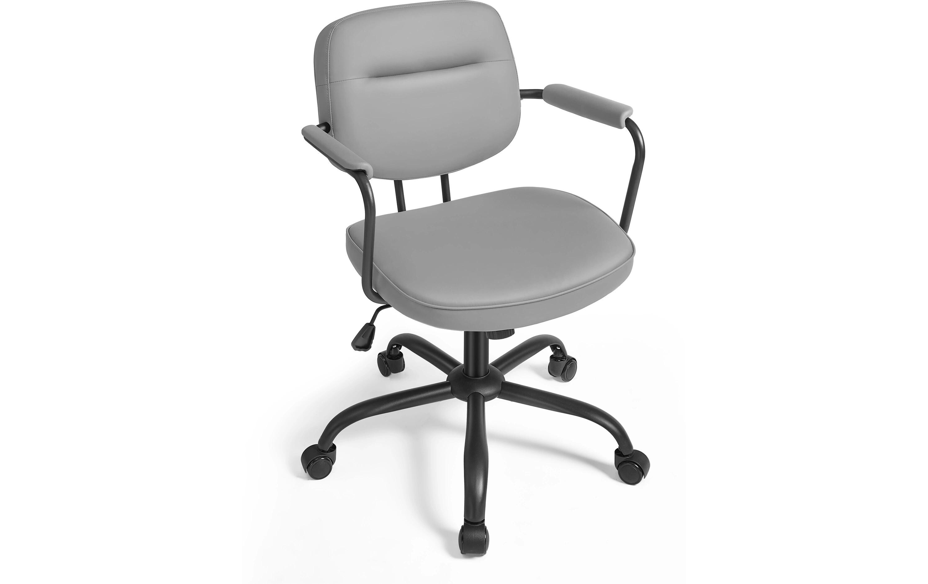 Bürostuhl mit Polsterrücken und Armlehnen, Grau<br>Drehstuhl mit gebogenem Sitz