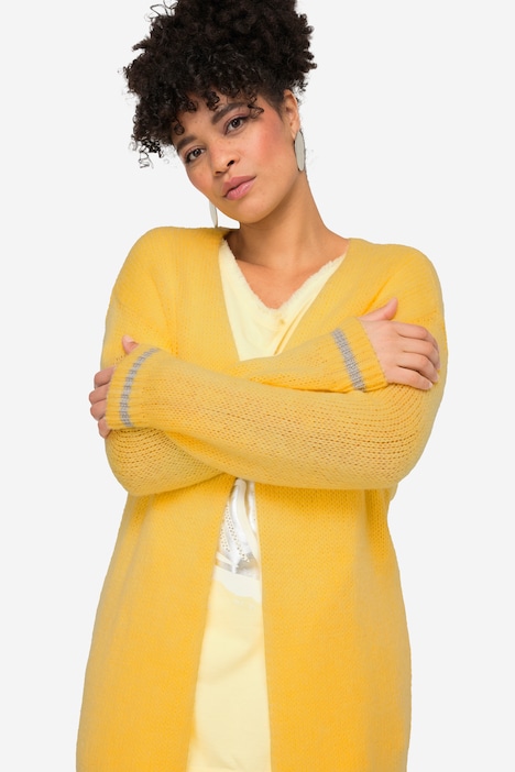 Strickjacke, Glitzer-Bündchen, offene Form, Langarm