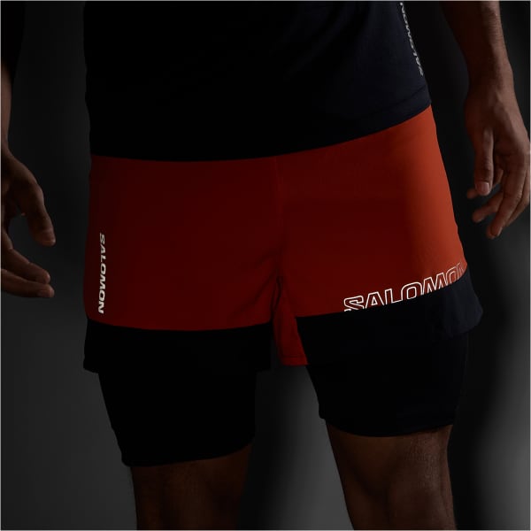 Short trail SALOMON CROSS 2IN1 SHORTS M CHERRY TOMATO/DEEP BLACK