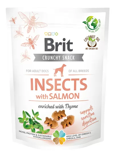 Brit Care Crunchy Cracker Insects m. laks - 200 g.