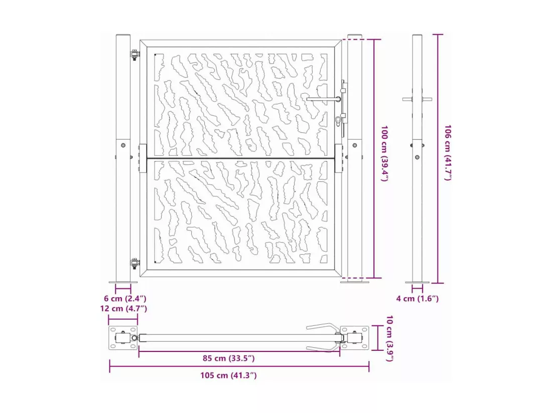 Portail de jardin noir 105x106 cm acier conception de tracés