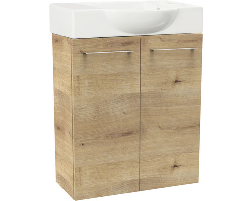 Wastafelmeubel FACKELMANN Kleine Badkamercollectie BxHxD 52 x 60 cm x 24,3 cm Frontkleur knoestig eiken