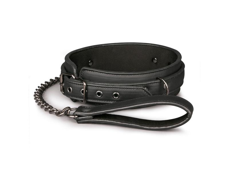 Easytoys Fetish Collection Fetisch Halsband mit Leine Schwa Hochwertiges Bondage-Halsband