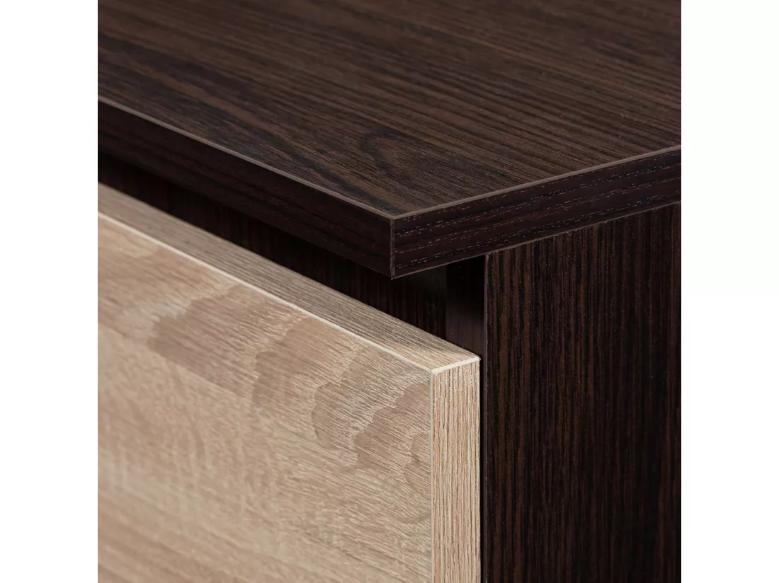 Commode AKORD K45 Wengé 110 cm 2 portes 4 tiroirs façade Chêne Sonoma 4 étagères 110x35x80 cm