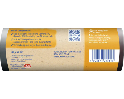 Swirl afvalzakken met bevestigingstape, 20 l, 15 stuks