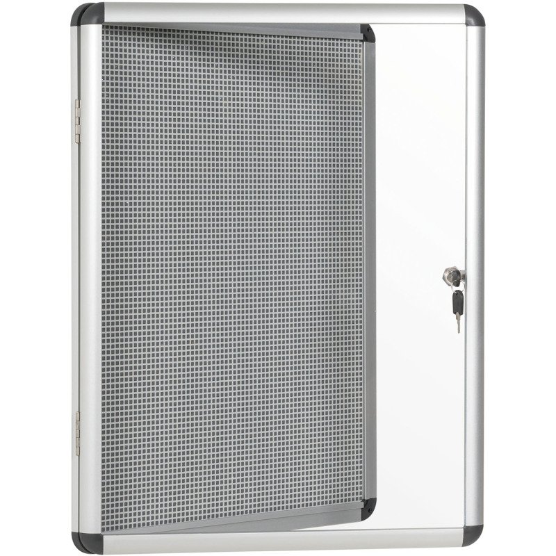 Vitrine intérieure extra plate acier laqué porte battante cadre aluminium Bi-Office Enclore - 4 feuilles