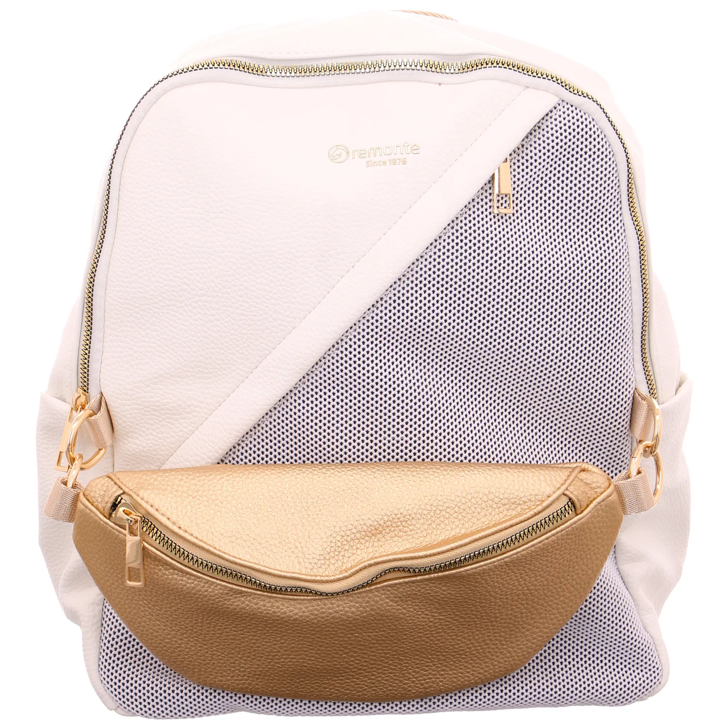 REMONTE Rucksack Weiss Lederimitat  mit Gürteltasche