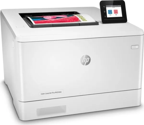 HP Color LaserJet Pro M454dw - Printer - farve - Duplex - laser - A4/Legal - 38.400 x 600 dpi - op til 27 spm (mono) / op til 27 spm (farve) - kapacitet: 300 ark - USB 2.0, Gigabit LAN, Wi-Fi(n), USB vært