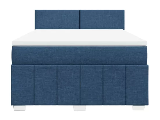 Sommier à lattes de lit avec matelas Bleu 160x200 cm Tissu
