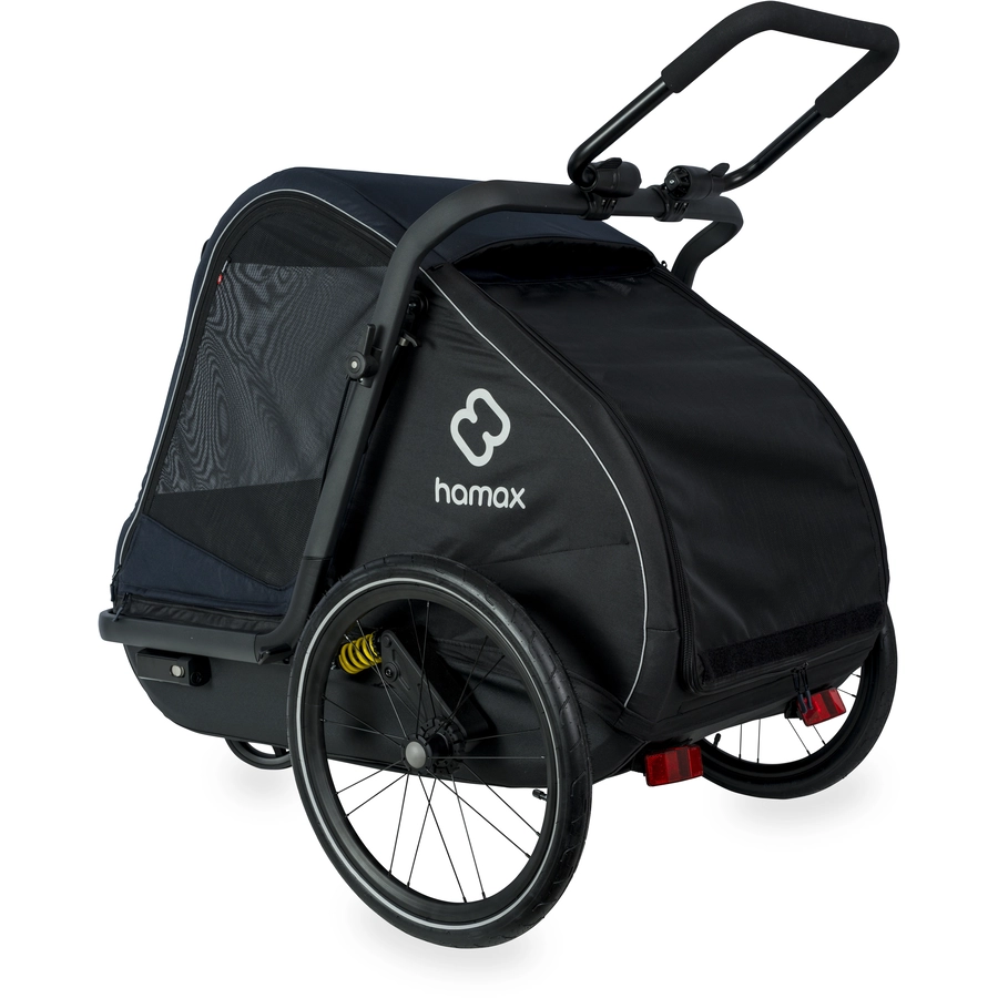 hamax Hundeanhänger mit Bett und Regenverdeck Pluto L navy  blueblack