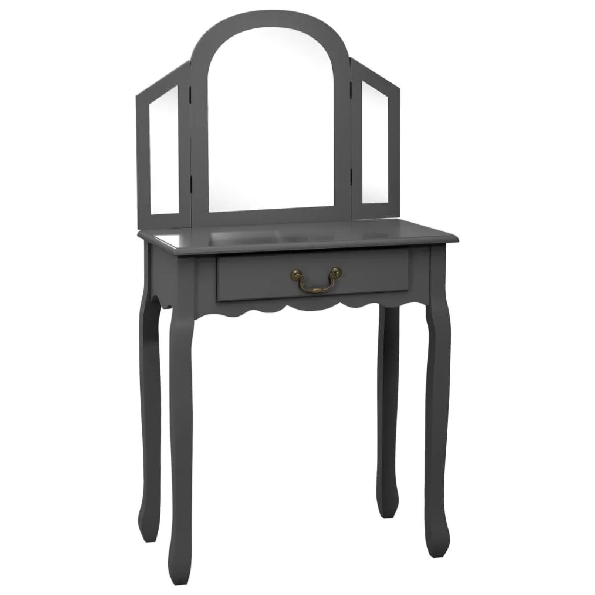 Coiffeuse Helloshop26 avec tabouret gris - 65 x 36 x 128 cm