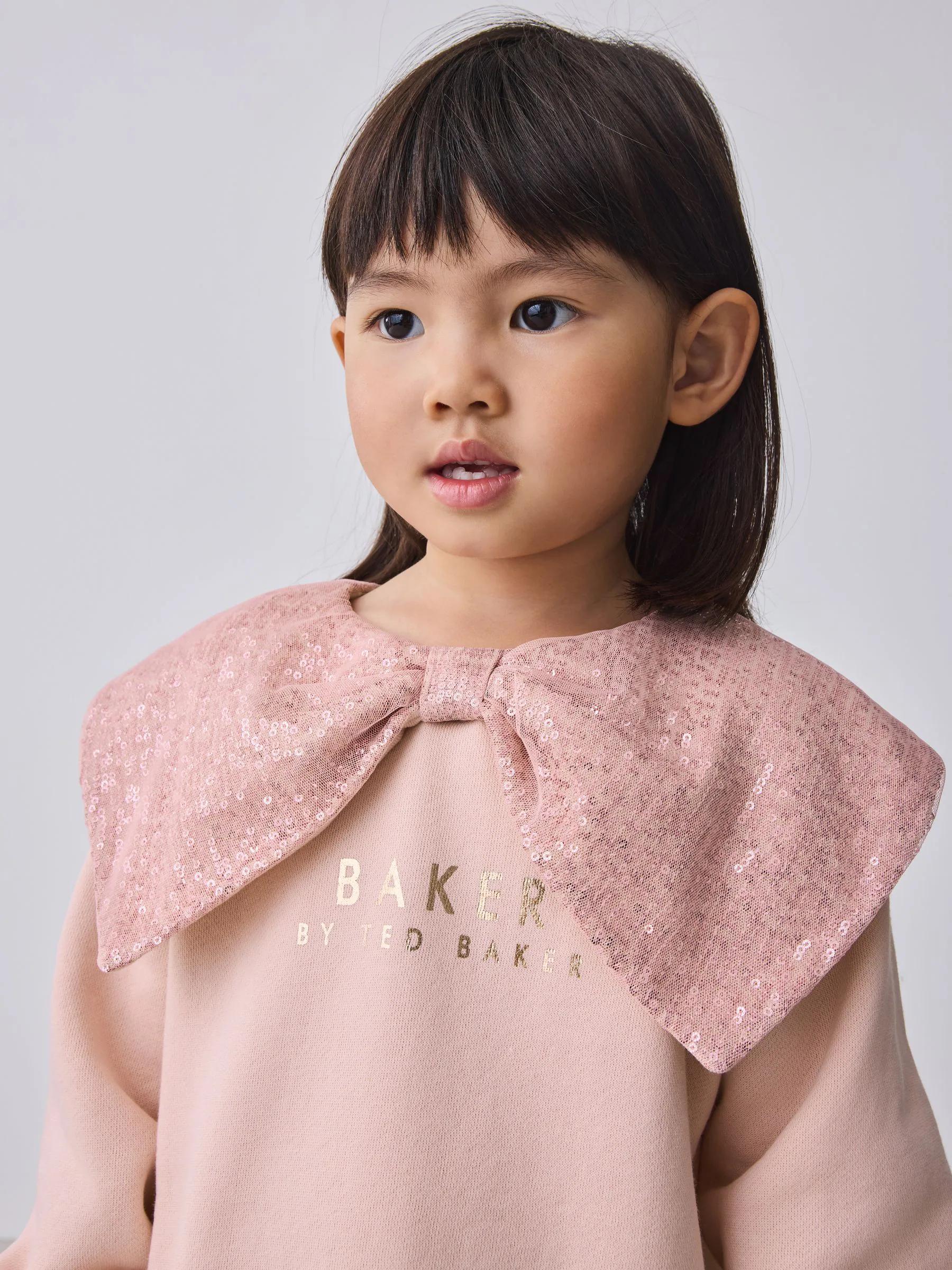 Baker by Ted Baker Pink 2 Piece Sequin Bow Collar Sweat & Leggings Set