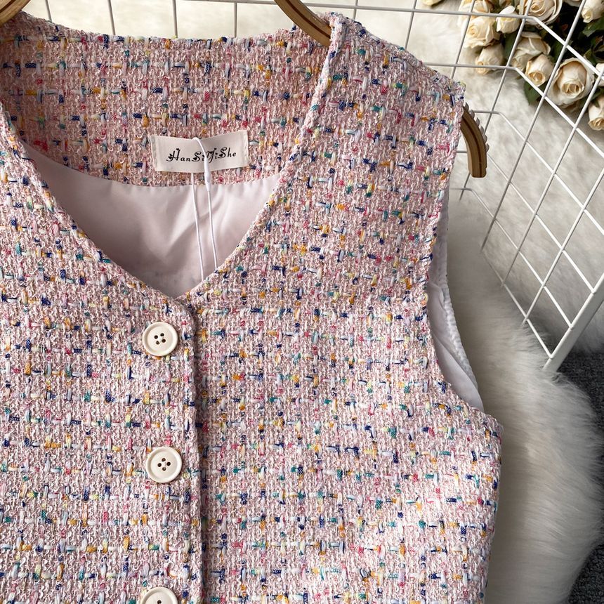 Yearnin - V-hals tweed vest