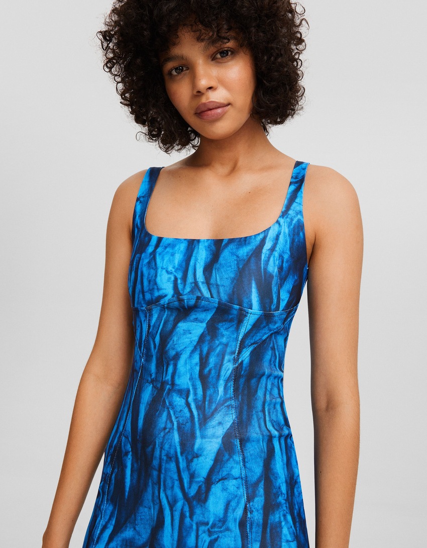 Vestido midi justo de bengaline estampado